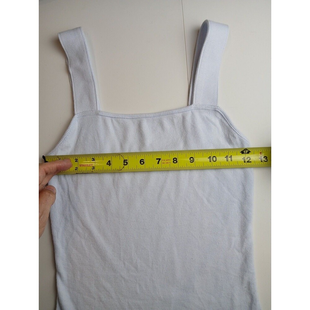 American Eagle Blue Bodysuit Womens Sz Medium Super Seamless Square Neck Ribbed - Picture 7 of 8